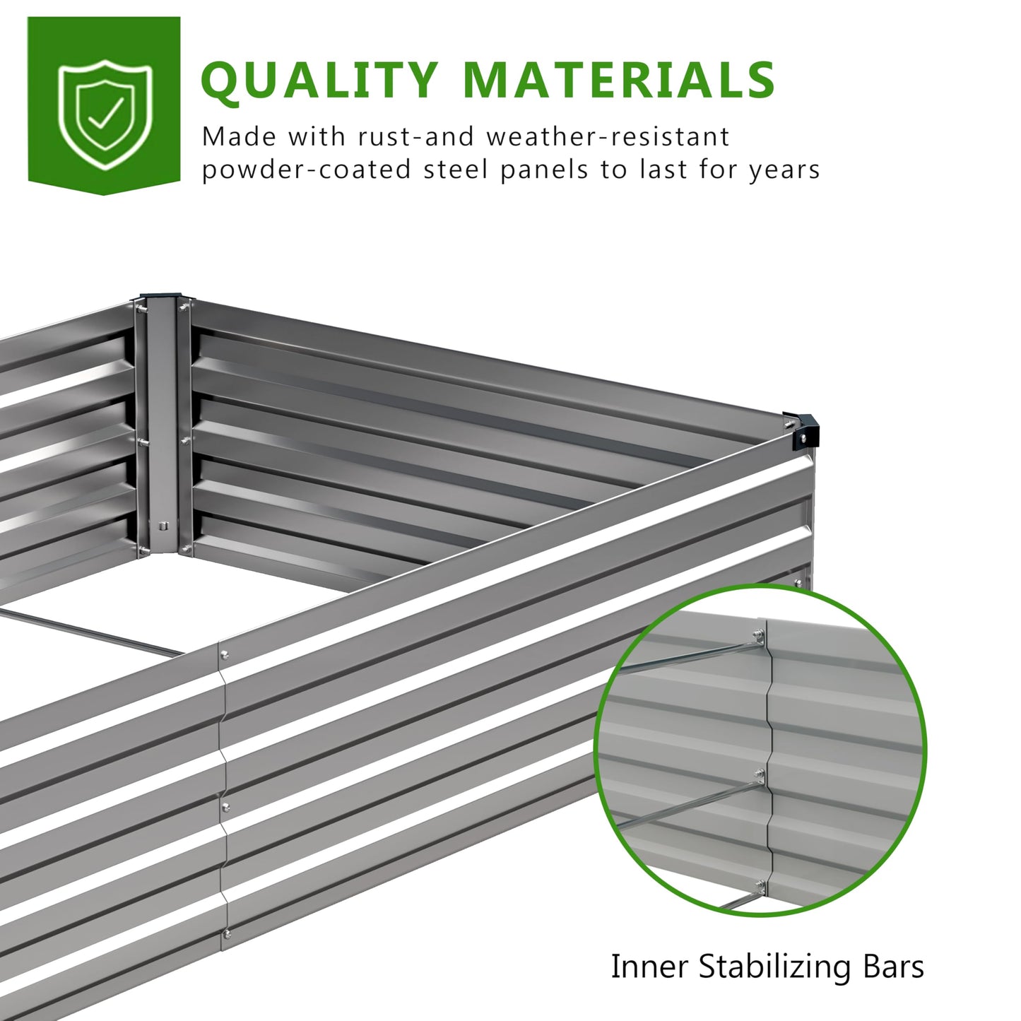 Easllre 2PCS 8x4x1ft Galvanized Raised Garden Bed,Outdoor Planter Box Metal Patio Kit Planting Bed for Vegetables Flowers Herb,Silver