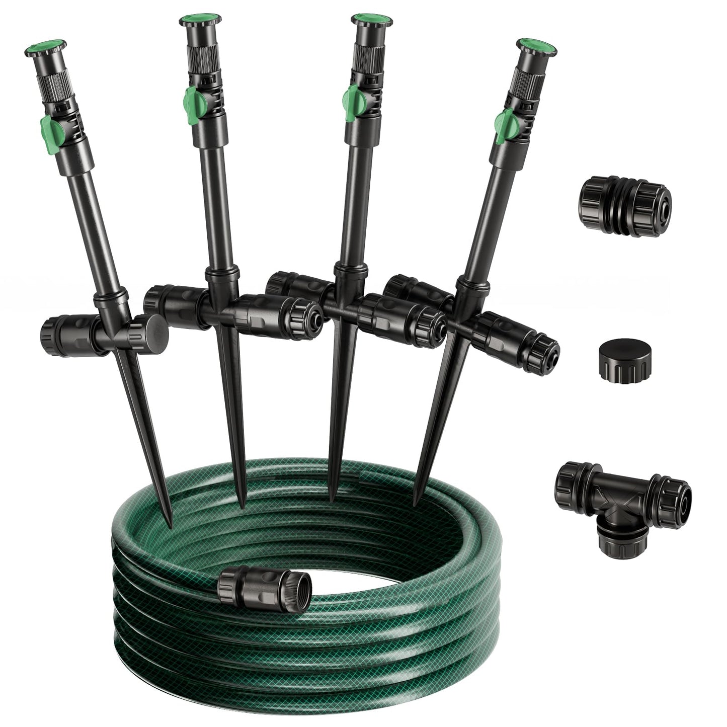 Lizjarol Flexible Sprinkler System, Above Ground DIY Irrigation Kit, Multi-Adjustable Lawn Sprinkler Set, Ideal for Plant and Flower Bed Watering, 50ft Garden Hose Included