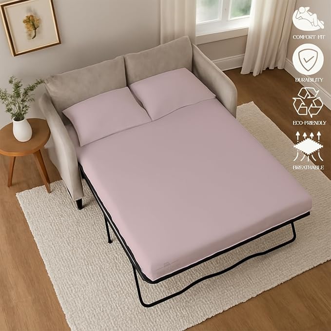 Sleeper Sofa Bed Sheet, 100% Cotton 400 Thread Count, 4 Piece Set, Deep Pocket