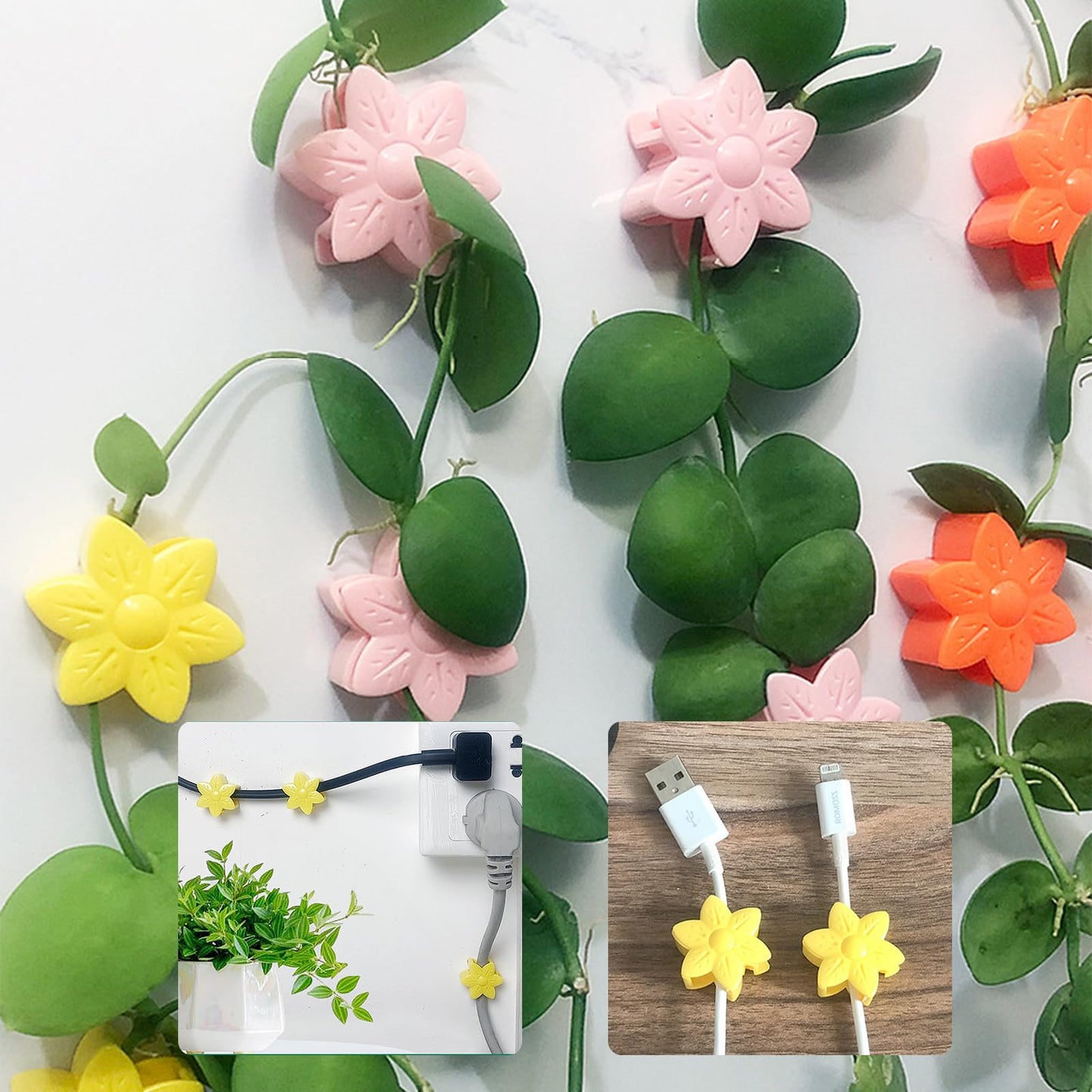 RENUIS 100 Pcs Plant Wall Clips with Acrylic Adhesive Sticker, Plant Climbing Wall Fixture Clips, Plant Support Clips, Self-Adhesive Hook Vine Plant Clips for Indoor Outdoor Decorations (Rose-Orange)