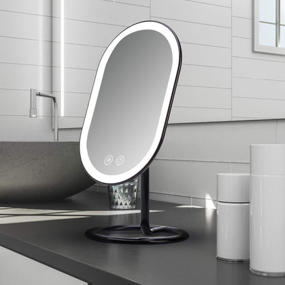 Fancii Vera LED Lighted Vanity Makeup Mirror, Rechargeable - Cordless Illuminated Cosmetic Mirror with 3 Dimmable Light Settings, Dual Magnification (Chrome)