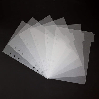 A5 Plastic Binder Dividers 6 Holes Durable Plastic Tab Dividers for 6-Ring Binders, Notebooks, Planners (Clear - 1Set & Stickers)