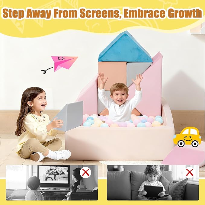 Tangram Puzzles Modular Kids Play Couch Building Fort, Children Explorer Sofa
