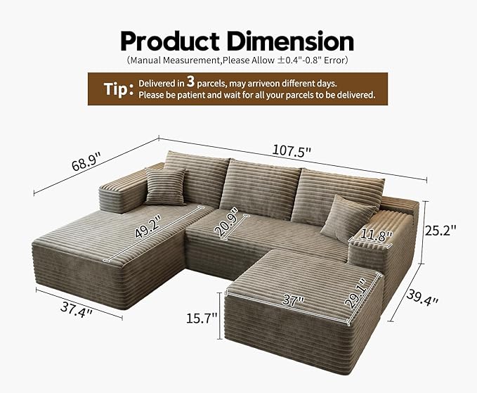 107.5" Cloud Modular Sectional Couch
