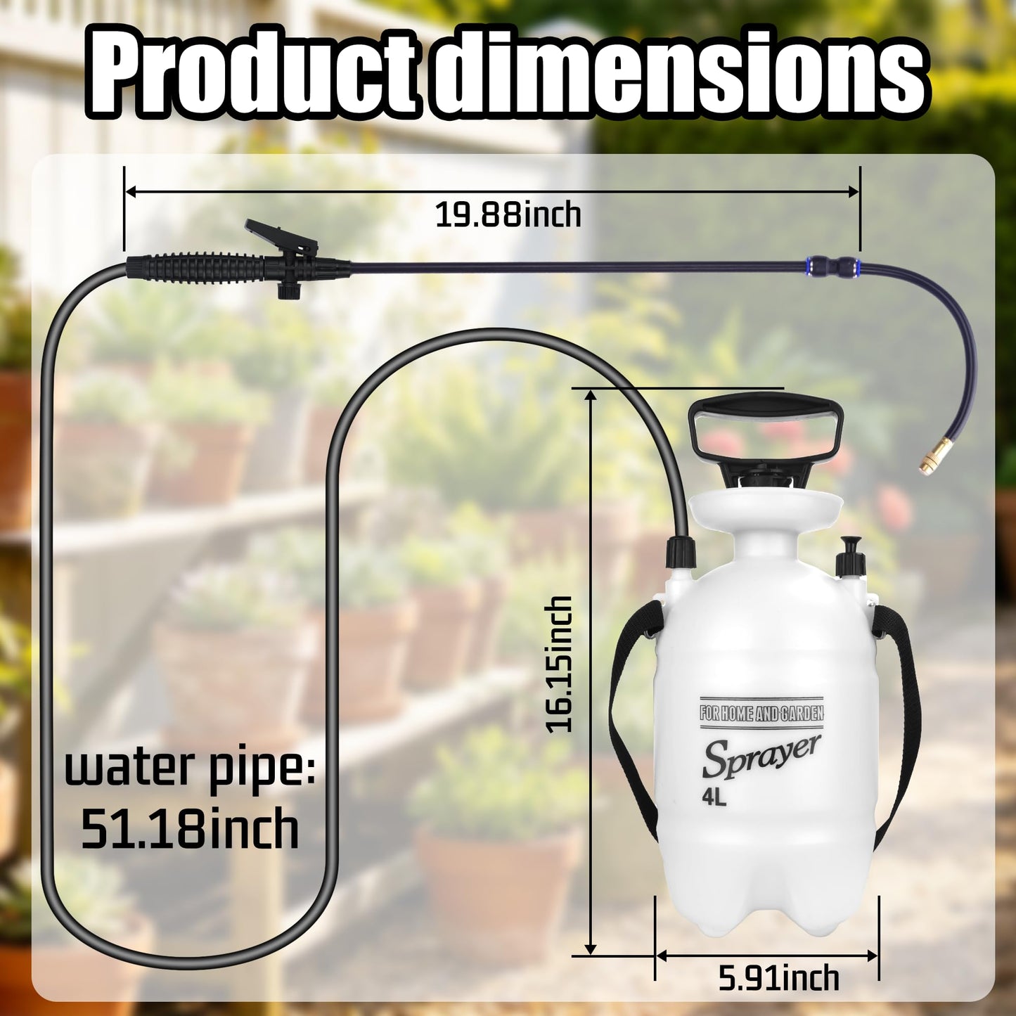 4L Watering Can for Hanging Plants, Adjustable 360° Flexible Nozzle Long Reach Plant Watering Sprayer, No Battery Needed, with Shoulder Strap for Indoor Garden High Plants & Hard-to-Reach Areas