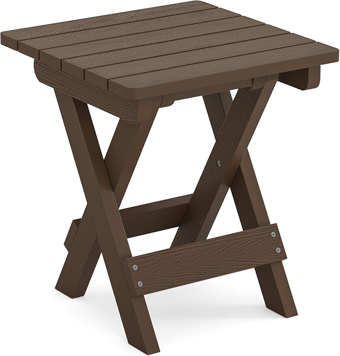 LUE BONA Small Outdoor Folding Side Table, HDPS Outside End Table