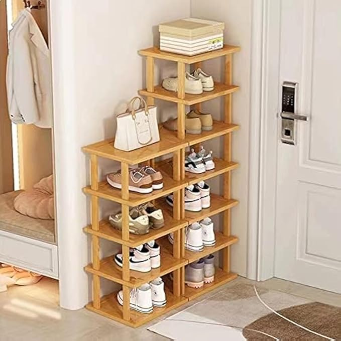 Bamboo Shoe Rack 12 Tier- Vertical Shoe Rack
