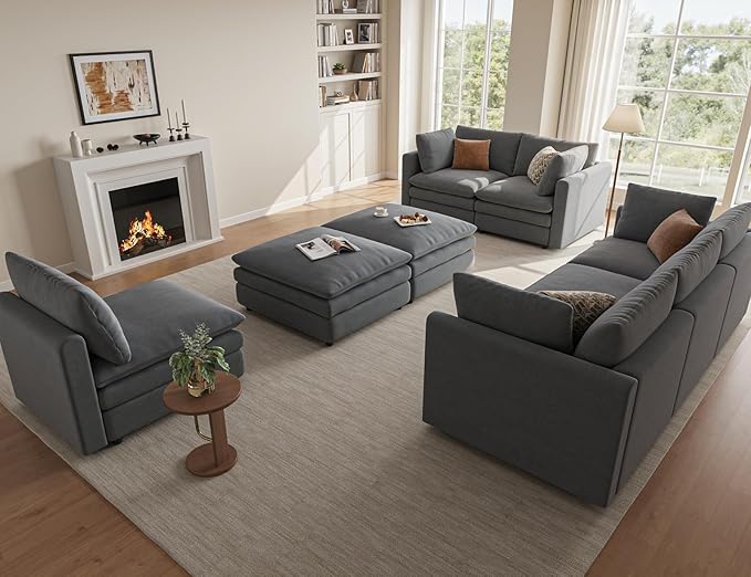 97" Cloud Couches for Living Room, 29.1" Deep Seat Modular Sectional Sofa