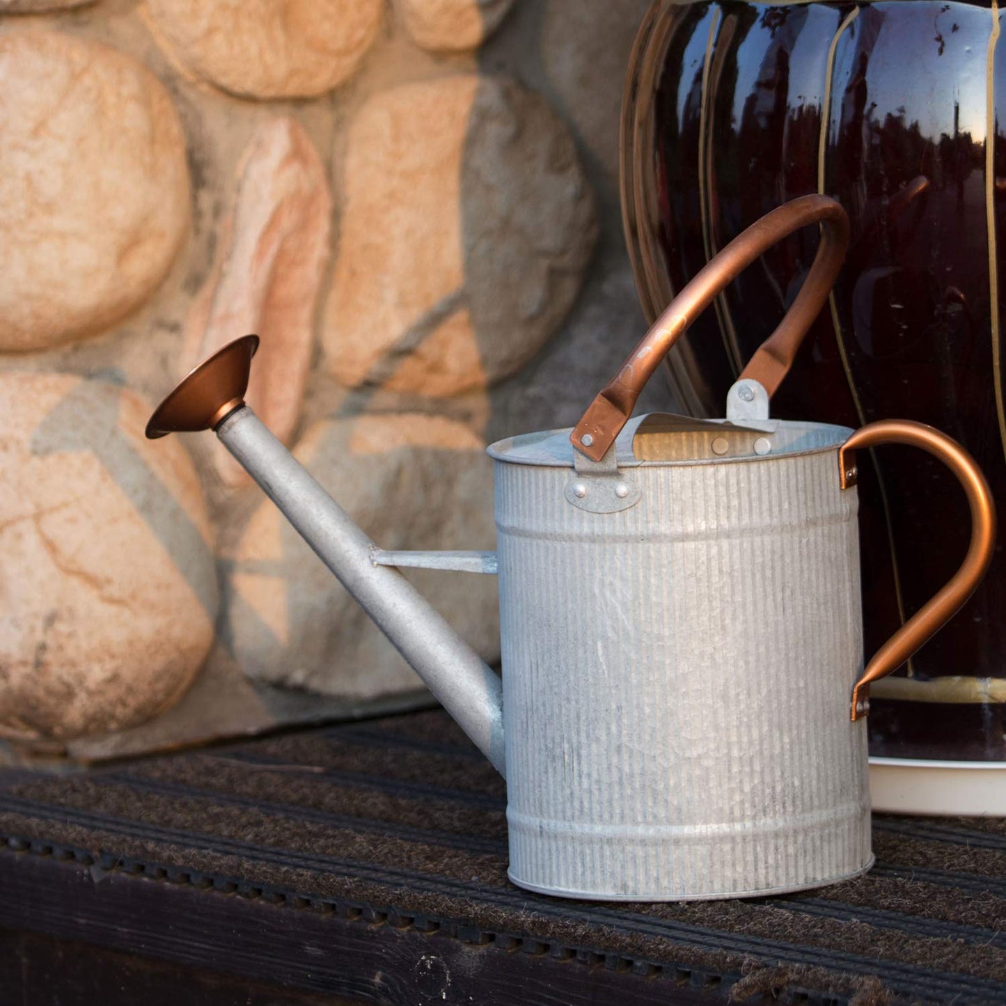 HORTICAN 1 Gallon Watering Can, Metal Watering Can with Removable Spout, Farmhouse Galvanzied Water Can, Nice Plant Water Can for Indoor Use and for Outdoor Use