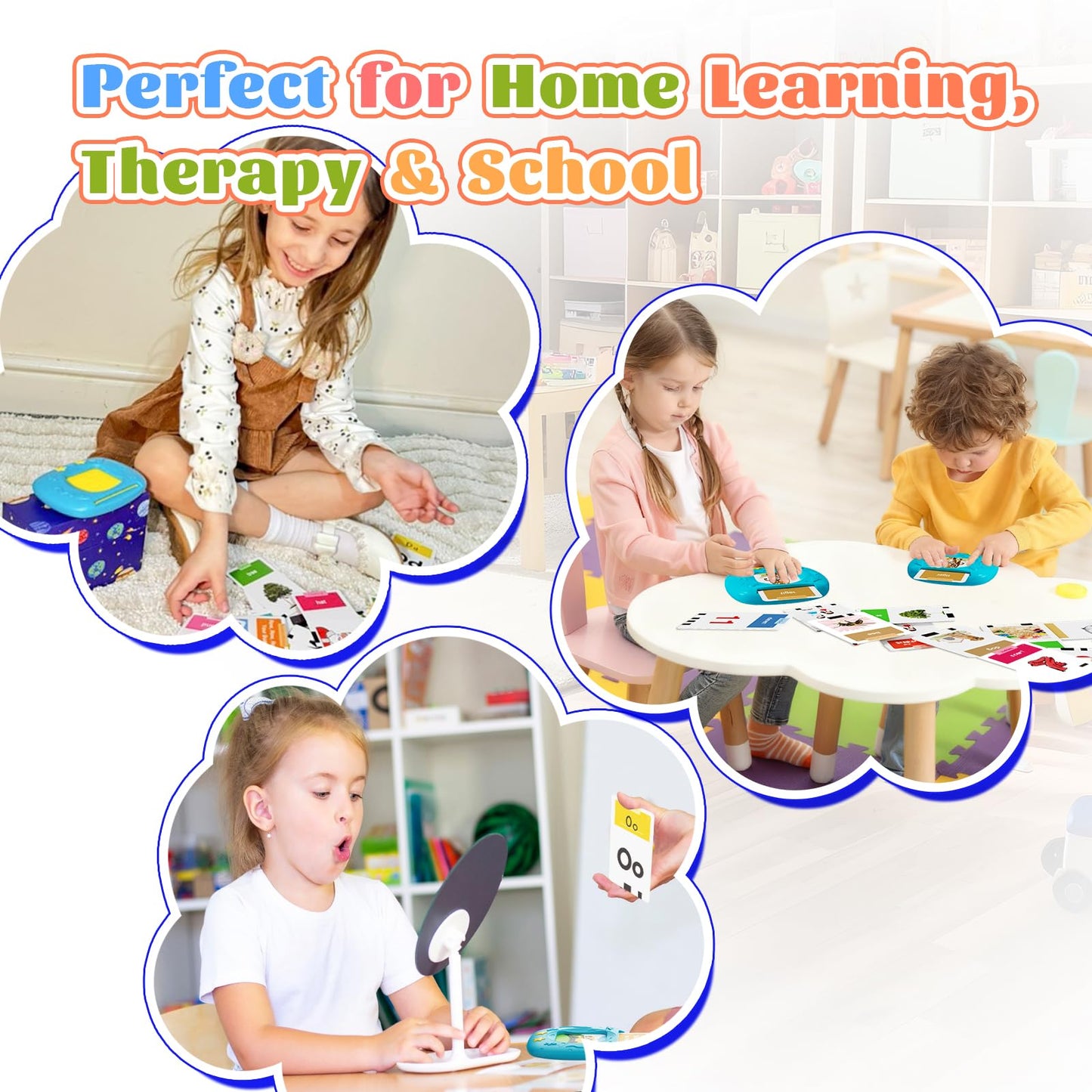 HOMESTEC Toddler Talking Flash Cards with 216 Double Sided Cards for Speech Therapy Learning for Ages 3 to 6 Featuring 24 Themes Short Sentences Real Sounds and Stories Birthday Gifts for Kids