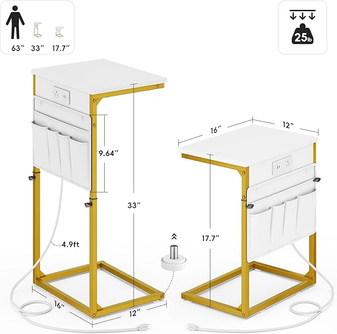 Vagusicc C-Shaped End Table
