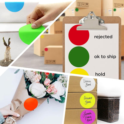 ChromaLabel 3 Inch Circle Sticker Labels, Easy to Write On Round Colored Stickers, Permanent Adhesive Labels, 500 Sticky Dots per Roll, Yellow Dot Stickers - Case of 5