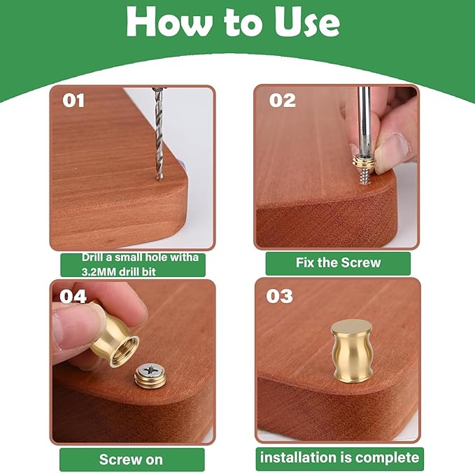 4 PCS Brass Cutting Board Feet