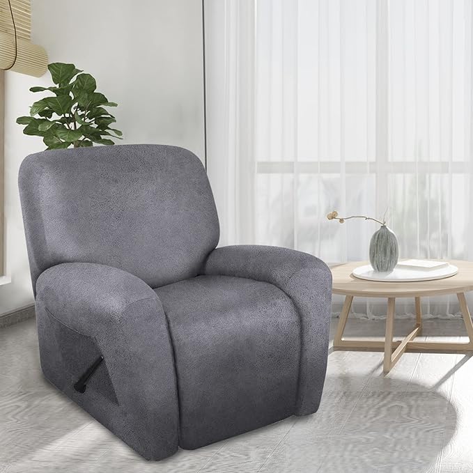 ANARACHON Leather Look Oversize Recliner Chair Covers, Thick 4 Pieces Recliner