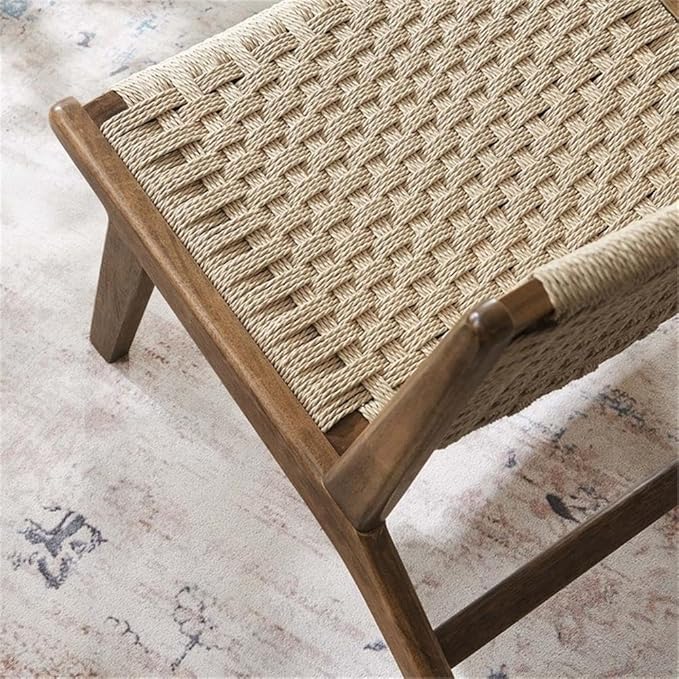 Modway Saoirse Woven Rope Wood Accent Lounge Chair in Walnut Natural