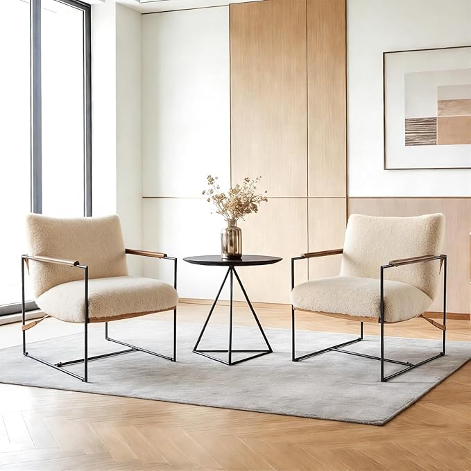 VINGLI 28" Wide Plush Upholstery Sling Modern Accent Chairs Set of 2, Cute