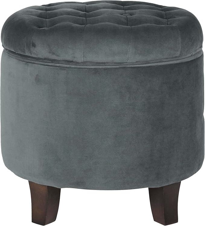 Homepop Home Decor | Upholstered Round Velvet Tufted Foot Rest Ottoman | Ottoman