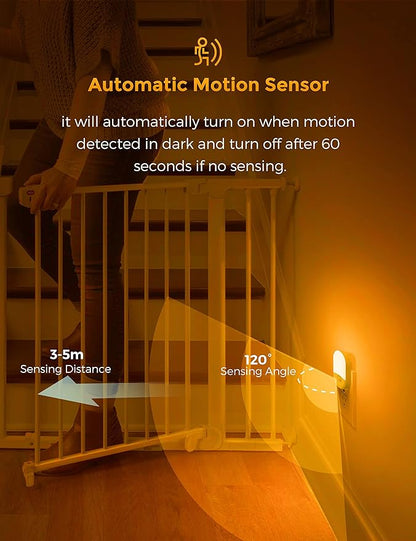 L LOHAS LED Amber Night Light, 4 Pack, Night Lights Plug into Wall Motion Sensor, LED Motion Activated Night Lights, 30/60LM, Automatic Low Blue Night Light for Kids Adults Bathroom Hallway Bedroom