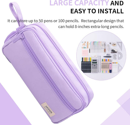 HVOMO Large Pencil Case High Capacity Holder Box Storage bag Desk Organizer Marker Pouch Pen For Middle School Office College Adult Girl and Boy(Purple)