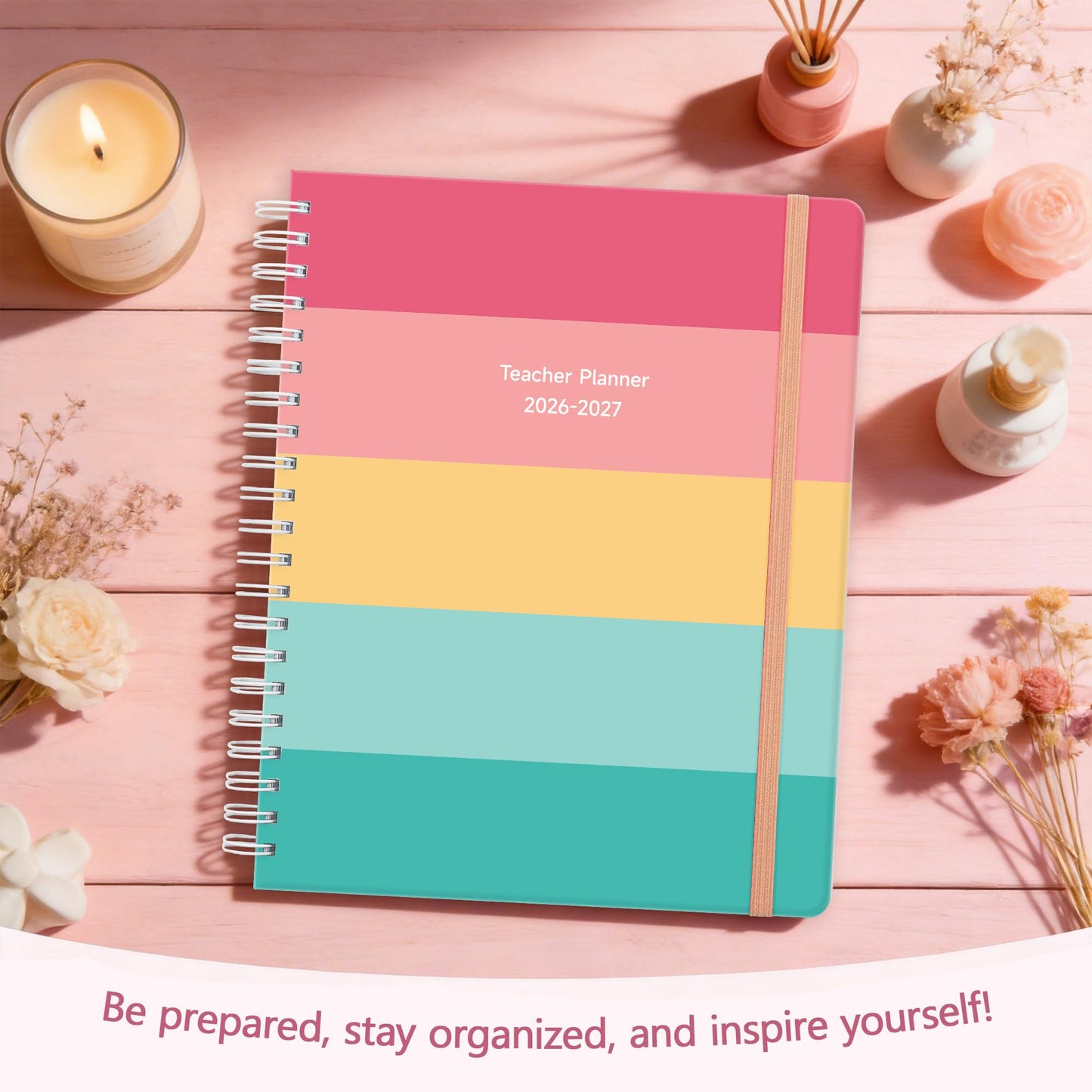 Teacher Lesson Planner 2026-2027 Academic Year, Aug 2026-Jul 2027, Deluxe 26-27 Lesson Plan Book for Teachers Supplies & Homeschool Planner with Pocket & Monthly Tabs, 8.5" x 11", Happy Stripes