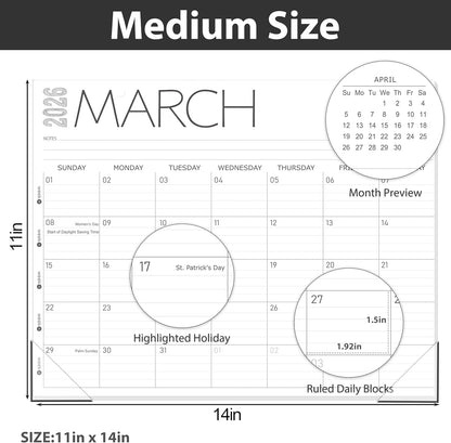 GuassLee Desk Calendar 2026, 12-Month Desk Calendar from January. 2026 to December. 2026, 14" X 11" Monthly Desk Planner, Table Desk Top Calendar with Thick Paper for Office Home Planning & Organizing