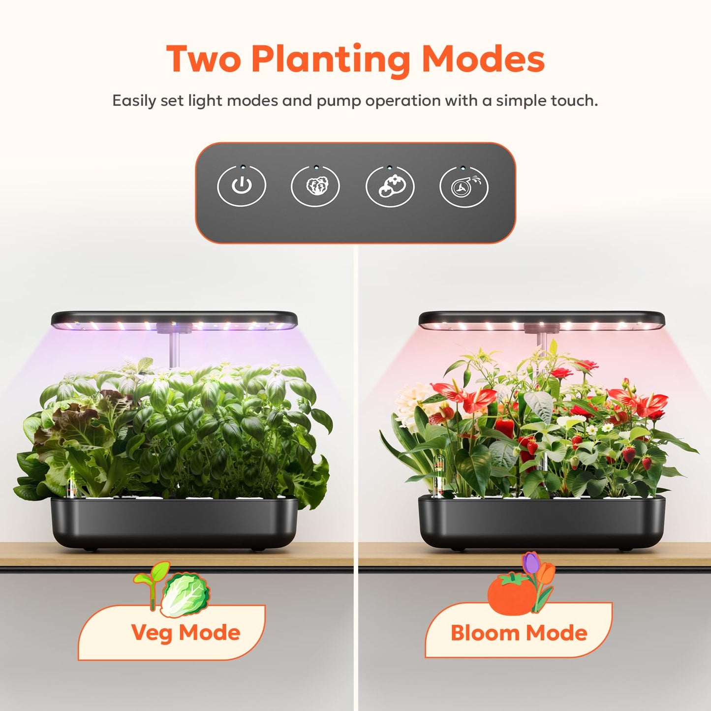 owltron Hydroponics Growing System Kit, 12 Pods Indoor Herb Garden with 24W LED Grow Light Full Spectrum, Planting Height Up to 20", Quiet Water Pump, Indoor Gardening for Gifts, Kitchen, Black