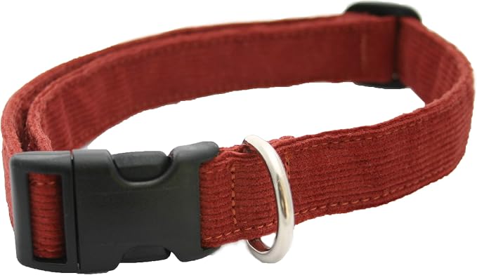 Hemp Corduroy Dog Collar - No Pattern (1" Large, Rust)