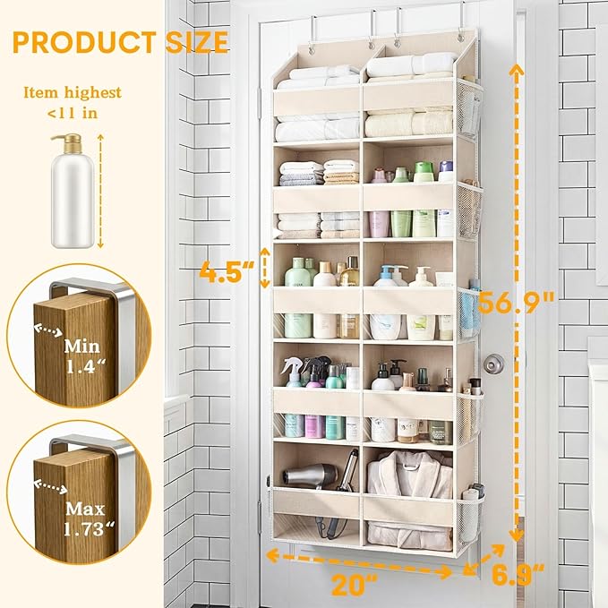 Ofiray-home Over the Door Organizer 5 Tiers, Extra Large Behind Door Storage of