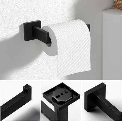 JOPOFI 10 Piece Bathroom Towel Bar Set - 23.6 Inch Bathroom Towel Holder, Thicken Stainless Steel Towel Racks for Bathroom Wall Mounted, Bathroom Hardware Accessories Set - Matte Black