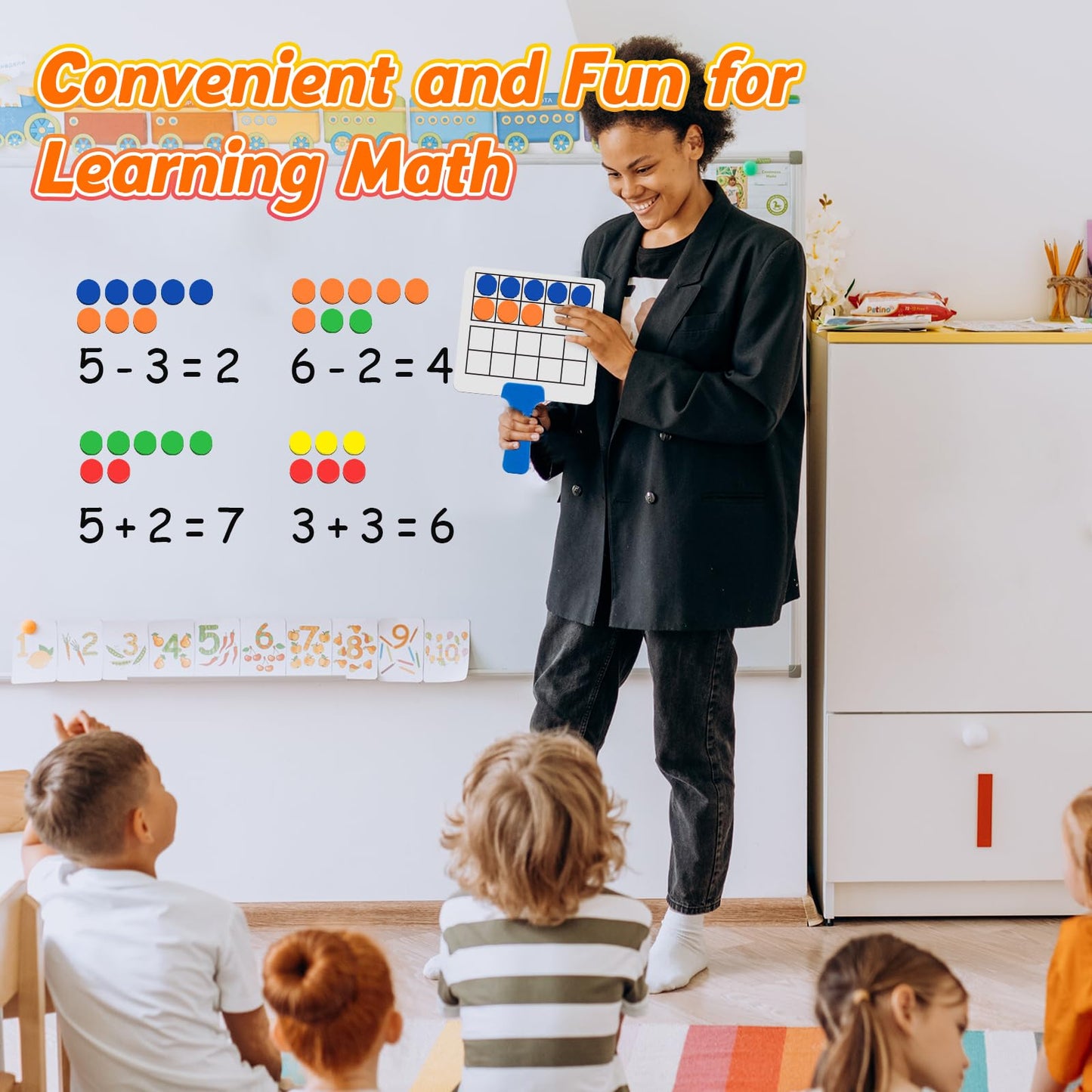 Quilinz Magnetic Ten Frame Set,5 Dry Erase Paddles & 150 Math Counters,Counting Toys for Kids,Addition and Subtraction Games,Math Manipulatives 1st Grade,Kindergarten Preschool Classroom Must Haves