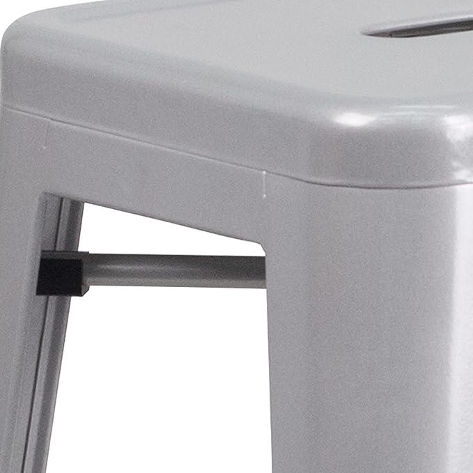 Flash Furniture Commercial Grade 30" High Backless Silver Metal Indoor-Outdoor