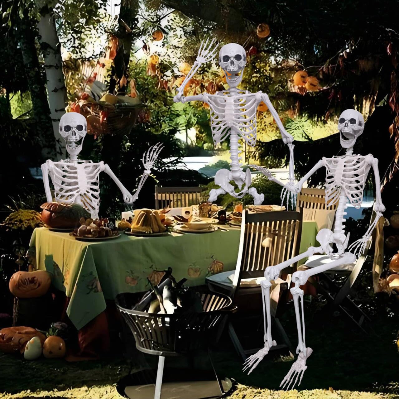 Hibsotco 2Pack 5.4Ft Life Size Skeletons Posable Skeletons Full Size Plastic Human Skeleton with Movable Joint for Halloween Outdoor Indoor Decorations