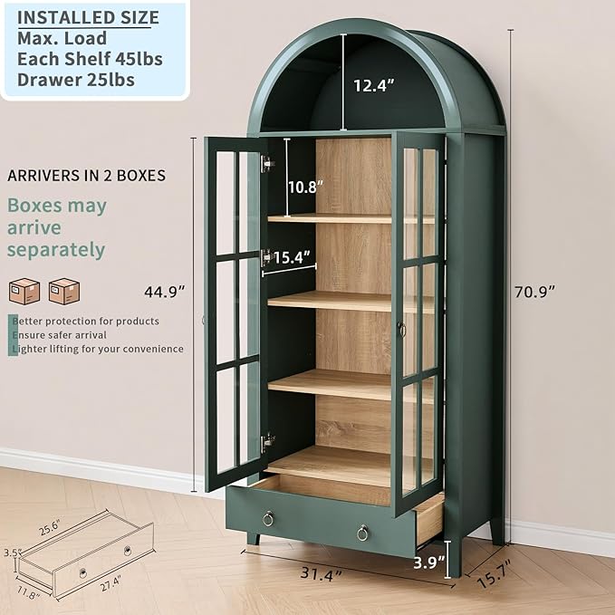 RowyPoey Farmhouse Arched Cabinet