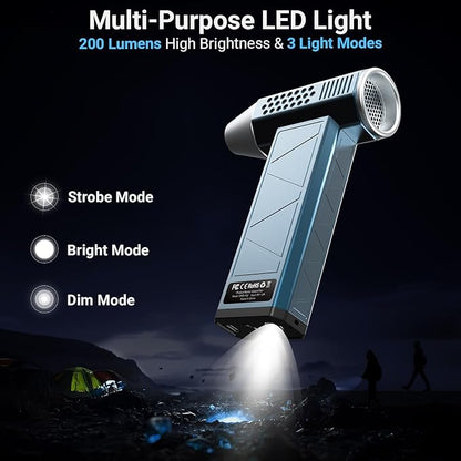 Compressed Air Duster, 380000RPM Powerful Electric Air Duster with LED Light, 4-Gear Rechargeable Mini Blower with Brushless Motor, Jet Dry Blower for Computer, Keyboard, Home, Car, Outdoor