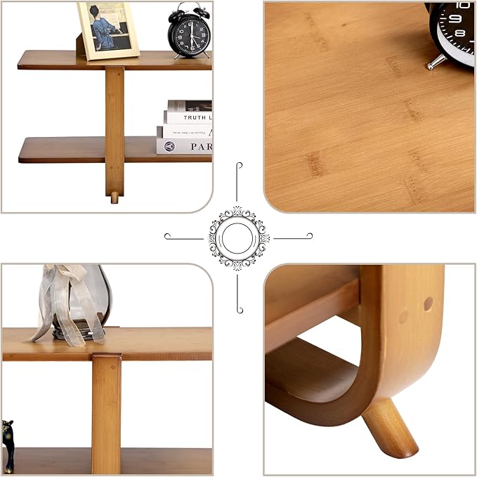 HollyHOME Bamboo TV Stand with Storage