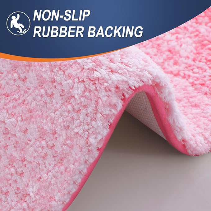 OLANLY Bathroom Runner Rugs Mat 47x20, Extra Soft Absorbent Microfiber Bath Rugs, Rubber Backing, Quick Dry, Washable Long Bath Mats for Bathroom Floor, Tub and Shower, Home Decor Accessories, Pink