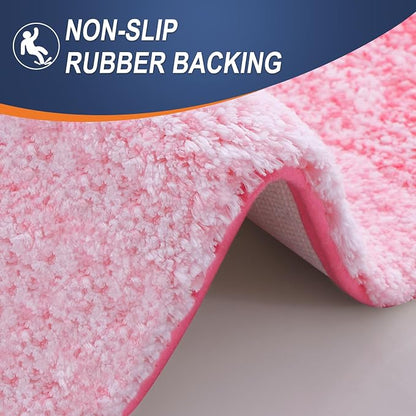 OLANLY Large Bathroom Rugs Mat 45x27, Extra Soft Absorbent Microfiber Bath Rugs, Rubber Backing, Quick Dry, Machine Washable Bath Mats for Bathroom Floor, Tub and Shower, Home Decor Accessories, Pink