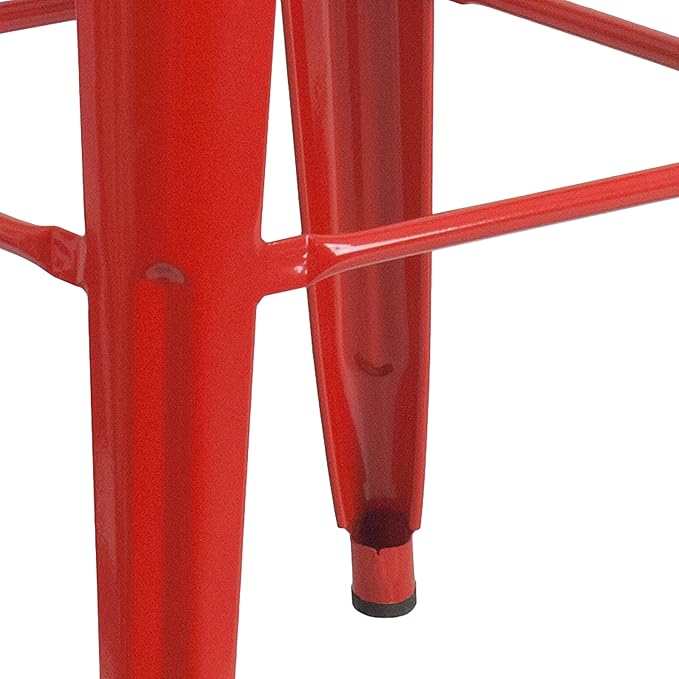 Flash Furniture Commercial Grade 30" High Backless Red Metal Indoor-Outdoor