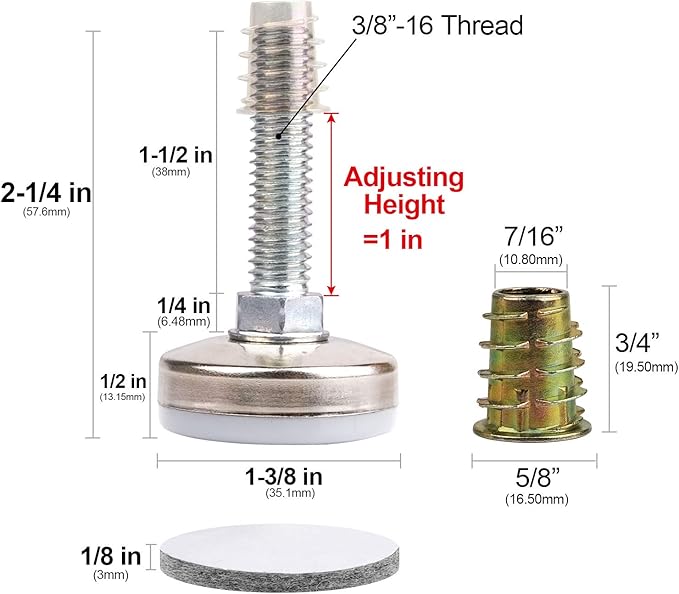 Heavy Duty Furniture Levelers Adjustable Furniture Legs Levelers, Leveling Feet