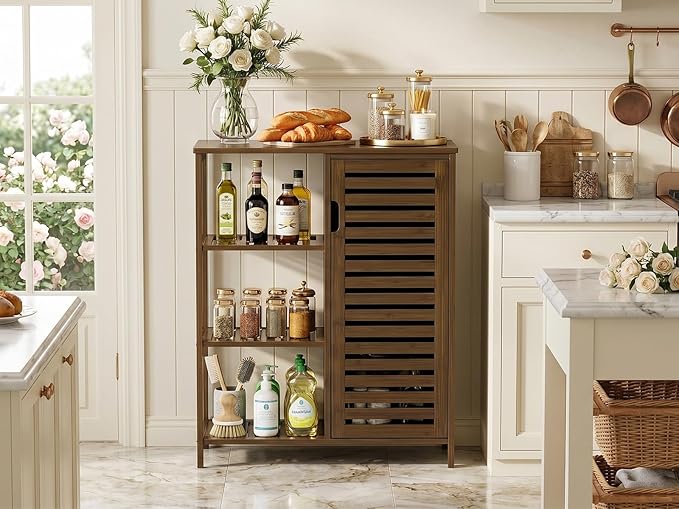 HITNET Bathoom Storage Cabinet, Bamboo Floor Cabinet