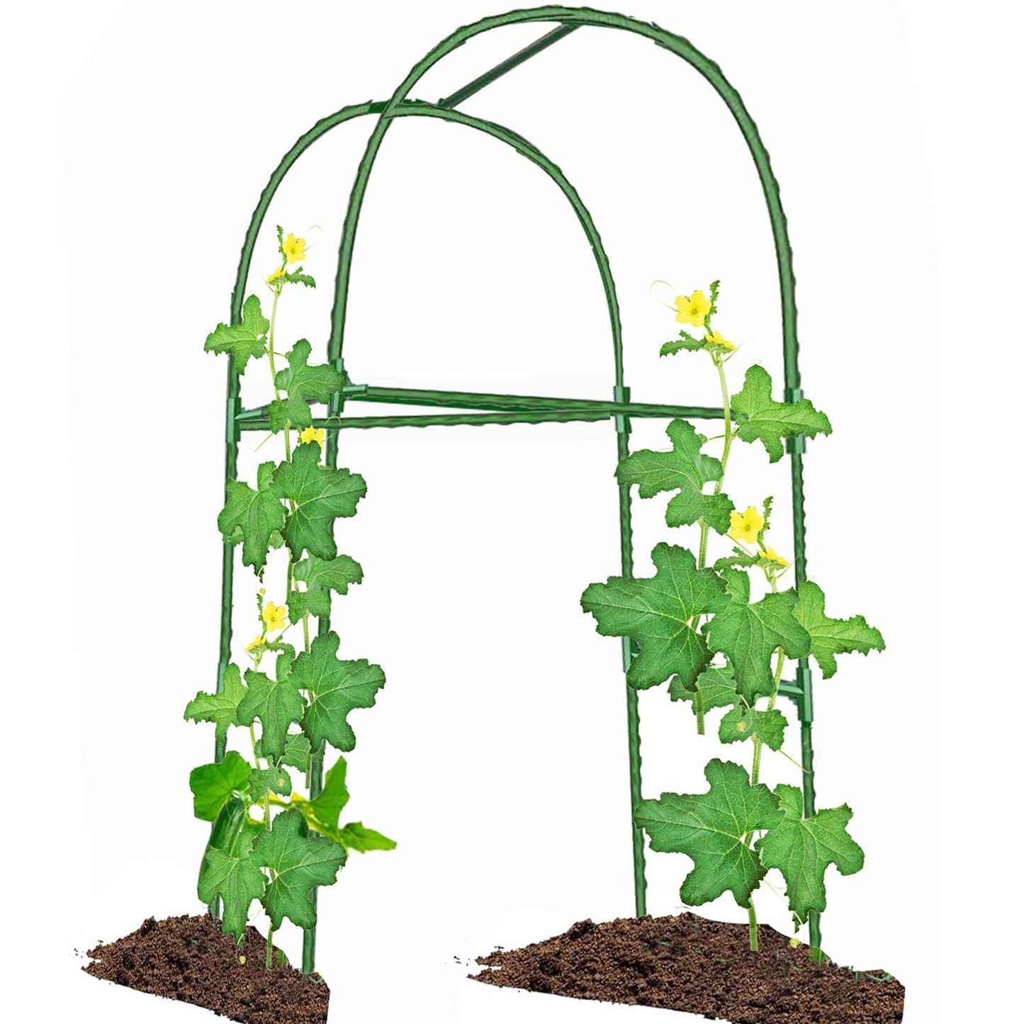 Garden Arch Trellis for Climbing Plants Outdoor, Garden Arch for Climbing Vine Vegetable/Fruit/Flower, Cucumber Trellis for Raised Bed (Green, 15.7" W x 48" H)