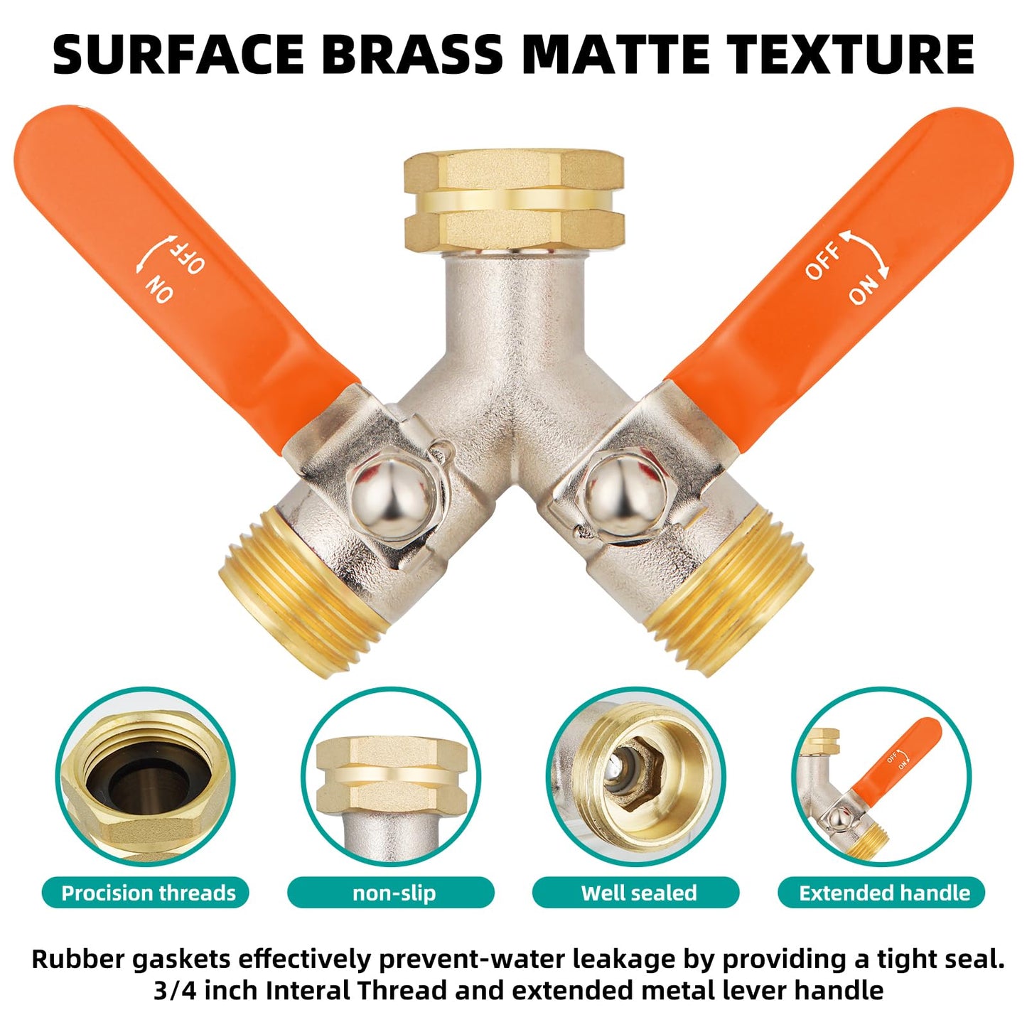 DINGBAI 2 Way Hose Splitter, Brass High Flow Garden Hose Splitter Heavy Duty, Hose Connector, Water Spigot Splitter, Full Flow Faucet Splitter with shutoff, 3/4” GHT Inlet