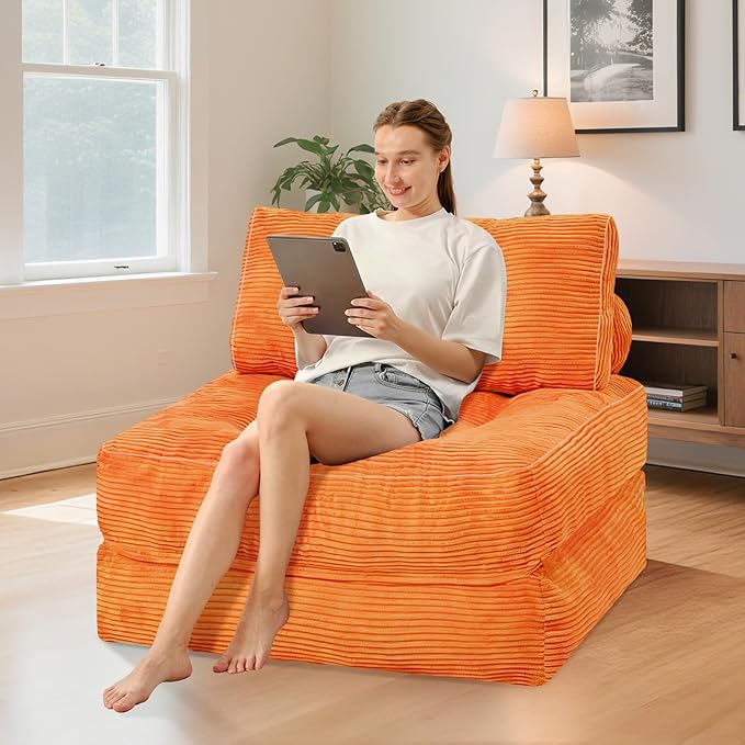 HABUTWAY Folding Sofa Bed, Convertible Sleeper Chair Bed w/Dual-Pillow & Handle