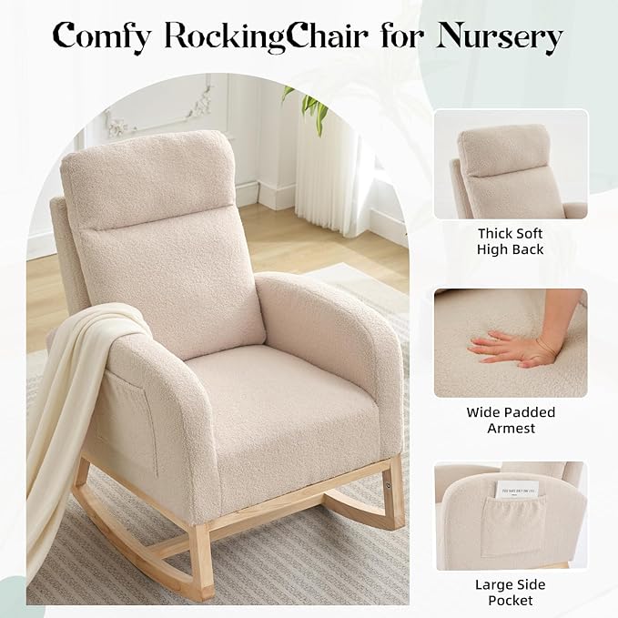 GAOMON Rocking Chair Glider for Nursery, Comfy Rocker Nursery