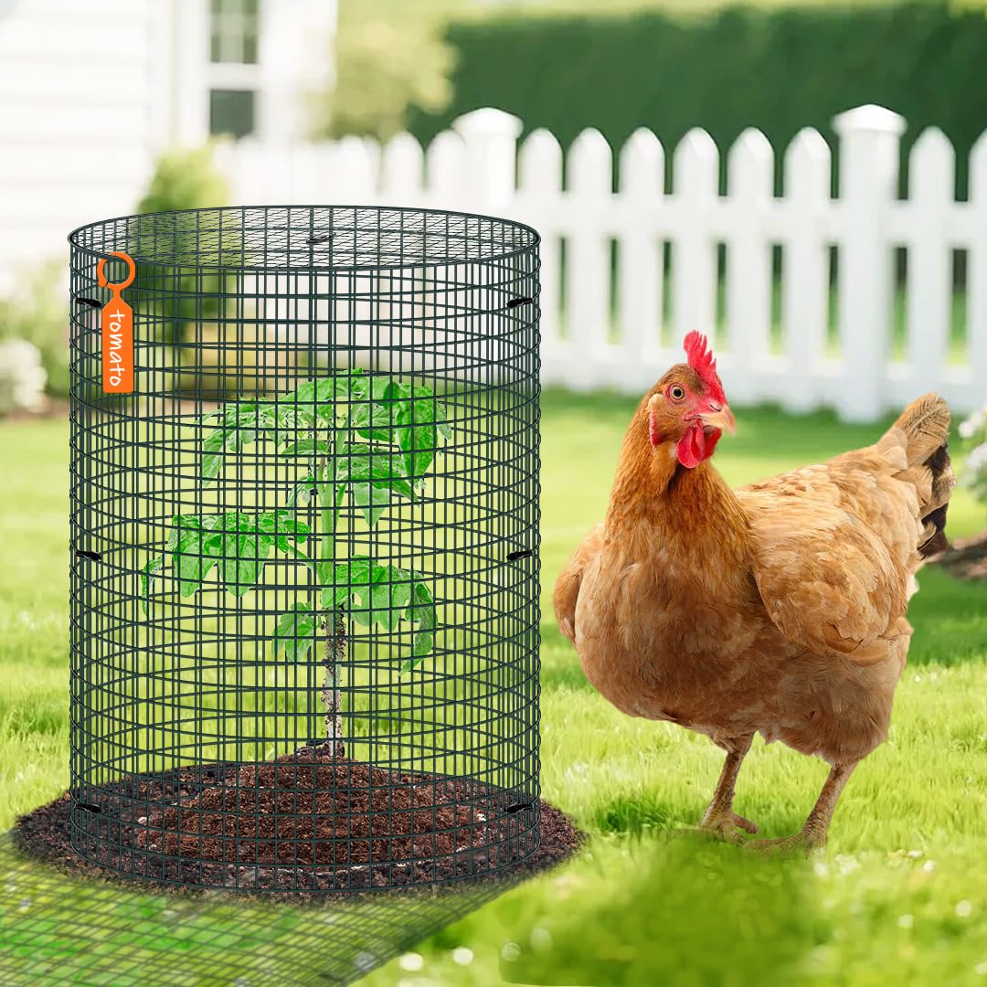 10 Pack Wire Plant Protector with Cover, 16"x12" Detachable Metal Plant Protectors Mesh, Garden Plant Protectors for Shrubs Flowers Vegetables to Keep Rabbit & Chicken Animals Out