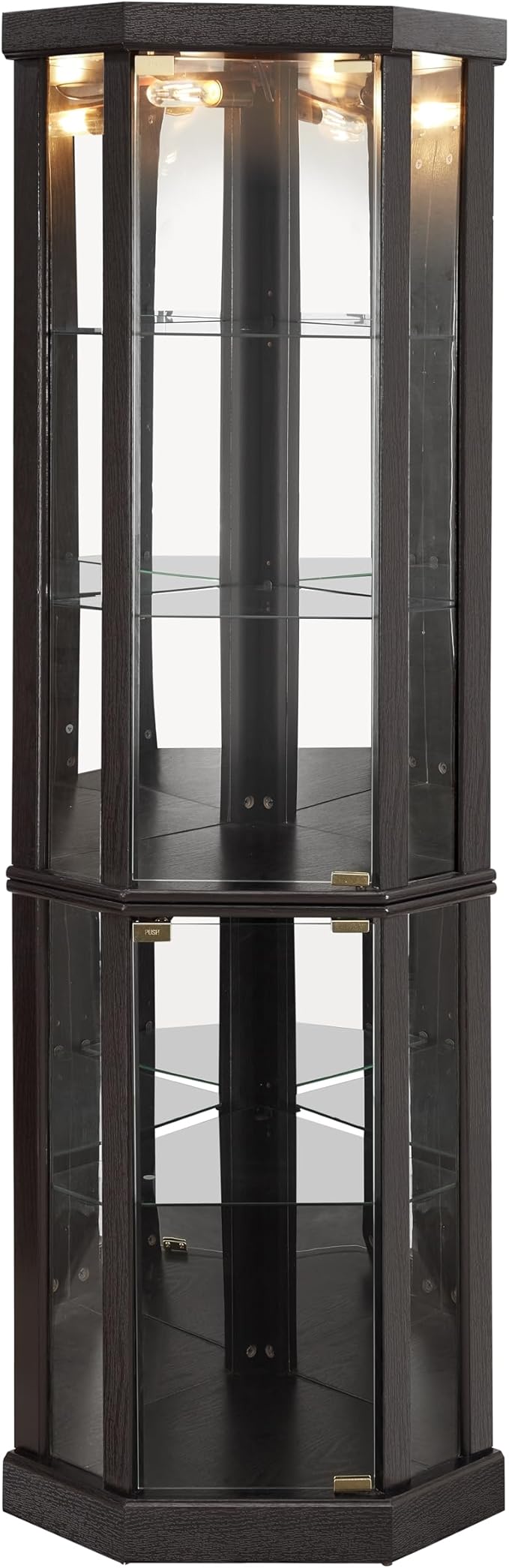 Corner Curio Cabinet, 150lbs Heavy Duty Glass Display Cabinet