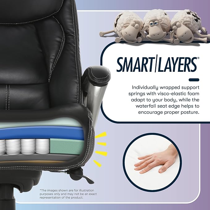 Serta Lautner Executive Home Office Desk Chair, Ergonomic High-Back