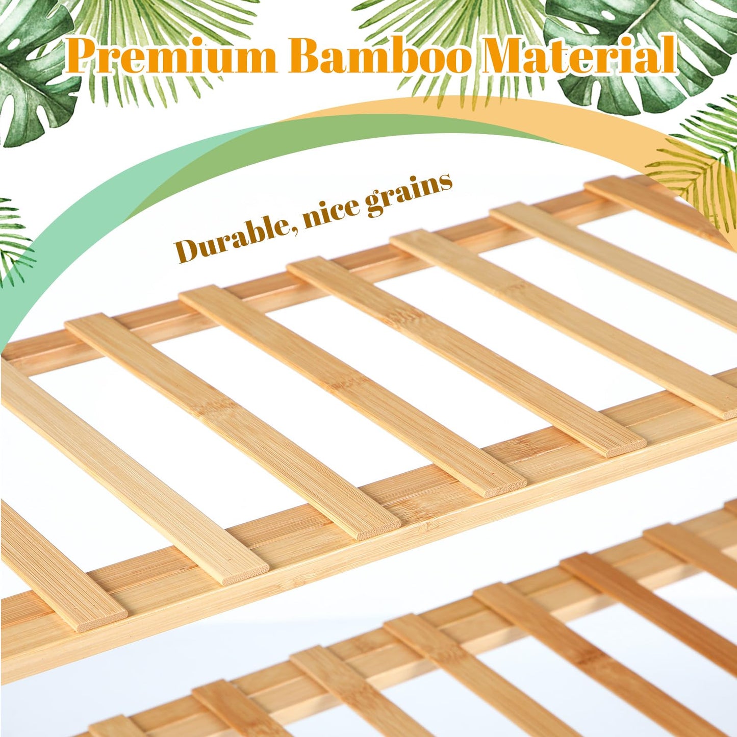 Leinuosen 4 Tier Wooden Plant Stand 27" x 27" x 10" Foldable Bamboo Display Rack Organizer Multiple Plant Shelf Flower Pot Holder Lightweight Portable Bamboo Shelf for Picnic Garden Patio Indoor
