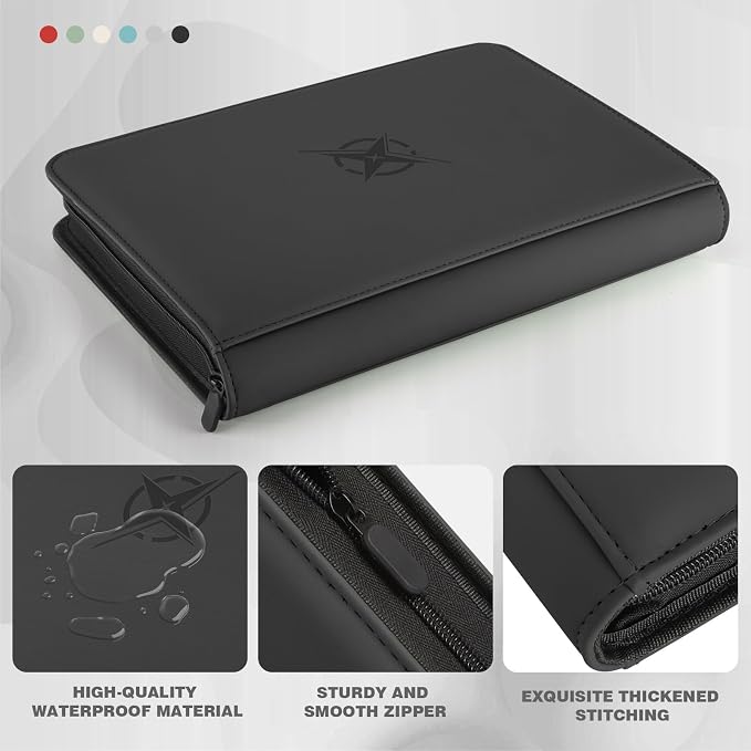 Trading Card Binder, Card Binder 9 Pocket for Trading Cards, Holds 540 Cards, Zippered Premium Card Collection Binder Album for Game Card, Sports Card, Yugioh, MTG (Black)