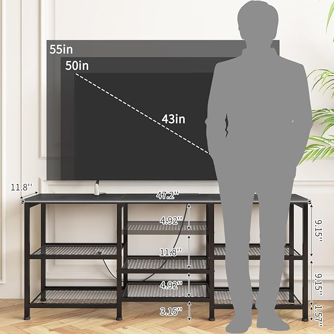 YGEOMER Entertainment Center for TVs Up to 55 Inch, Entertainment Stand